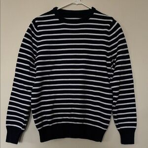 St. John's Bay Black and White Striped Crewneck Sweater
